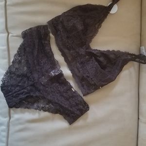 Dorina brown hide lace bralette and panty
